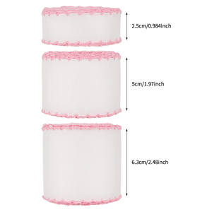 <span class=keywords><strong>Ruban</strong></span> gros-grain blanc en dentelle crochetée <span class=keywords><strong>avec</strong></span> points de lune et points bouclés roses pour la confection d'accessoires capillaires pour filles - Product Image 3