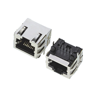 Konektor RJ45 Non-Magnetik GLGNET Dual-Port 100/1000/2.5G/5G/10G 8P8C Cat5/Cat6/Cat7 Gold Flash PCB Jack POE LAN Nirkabel
