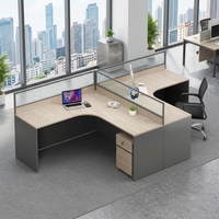 Poste de travail de bureau incurvé avec cloison, bureau informatique moderne en bois, table de direction de luxe, ensemble de mobilier de bureau