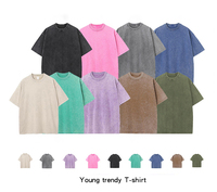 Kaos Pria Musim Panas Model Terbaru 100% Katun Kerah Bulat Oversize Efek Usang Trendi Lengan Pendek Polos Bahan Jersey