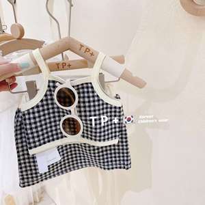Tp+ Baby Girl Summer Tank Top Set Black Plaid Sleeveless Shorts Cotton Outfit Kids Wear - Product Image 3