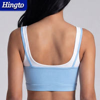 Soutien-gorge de sport double couche pour femme avec logo personnalisé, col carré, bretelles contrastées, rembourré, doux comme du beurre, idéal pour la gym et le Pilates