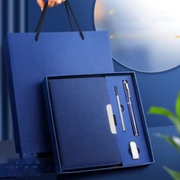 Set de Regalo de Cuaderno Corporativo Promocional de Primera Calidad con Memoria USB, Bolígrafo Recargable, Recuerdo de Feria Comercial, Artículos de Regalo, Set en Caja de Regalo