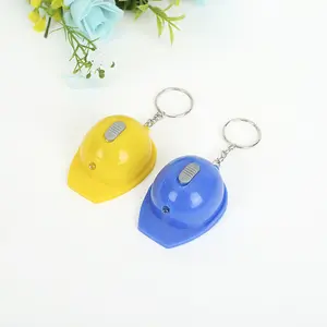 Custom Logo Cheap 3D Mini Safety Helmet Plastic Keychain Bottle Opener Hard Hat Keychain With Led
