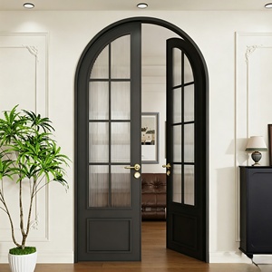 Puertas de Entrada Arqueadas Francesas de Lujo para Villa, Personalizadas, con Aislamiento Acústico, Acabado en Aleación de Aluminio y Madera, Resistentes a la Intemperie - Product Image 2