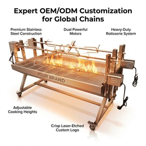 Grill rotatif <span class=keywords><strong>professionnel</strong></span> à 4 moteurs pour agneau, rôtissoire verticale automatique, usage commercial et industriel, capacité 85 kg - Product Image 4