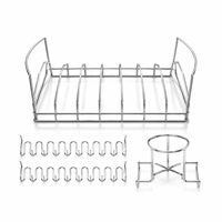 Support de rôtissage multifonctionnel pliable en acier inoxydable pour cuisses de poulet, broche verticale et panier de barbecue