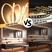 Bande lumineuse LED COB 320 LED/m, 24V, 8mm, avec télécommande et alimentation, dimmable, IP20, sans points, flexible, pour la maison et la cuisine