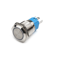 Interrupteur à bouton-poussoir ZhaoFa LAS3 12MM en laiton nickelé, étanche IP12/IP65/IP66/IP67, à verrouillage, 2 broches normalement ouvertes, avec LED