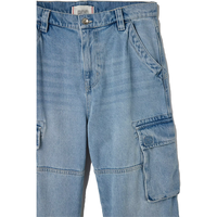 Classique mi-poids Baggy Jeans taille haute soufflet cuisse poches singe lavage 6 poches Cargo pantalon pleine longueur coupe ample été