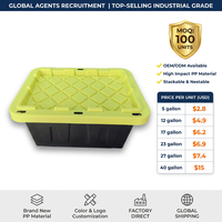 Conteneur en plastique 40 gallons 150L, boîtes de déménagement robustes verrouillables, conteneur en plastique noir avec couvercle verrouillable