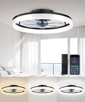 Ventilateur de plafond suspendu minimaliste de style moderne avec 3 pales en ABS de 50 cm, télécommande LED, ventilateur de plafond rétractable invisible avec éclairage