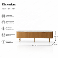 Buffet de luxe Finnley avec plateau en marbre, meuble TV bas en bois, console multimédia, unité de rangement latérale pour télévision