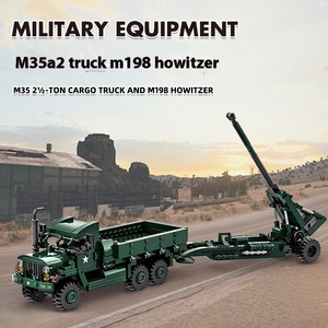 Serie militar 4510 M35 Camión de carga de 2 toneladas M198 Obús WW2 MOC Juego de ladrillos Bloques de construcción educativos para niños Juguete electrónico - Product Image 2