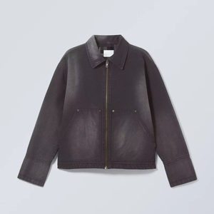 Tùy Chỉnh Chất Lượng Cao Bông Nặng Vải Denim Axit Rửa Người Đàn Ông Thoải Mái Tiện Ích Áo Khoác Với Dây Kéo Và Túi - Product Image 1