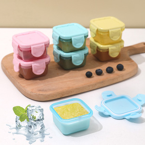 <b>Mini</b> Baby Food <b>Storage</b> <b>Box</b> Square Clip-On Lids Airtight Travel Size Yellow Pink Blue Green - Product Image 2