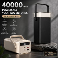 Batterie externe grande capacité multi-sorties avec éclairage d'ambiance pour le camping et les voyages, chargeurs portables 40000 mAh