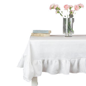 Nappe à volants carrée en lin de qualité supérieure avec perles rondes en tissu de coton pour les mariages et les fêtes Caractéristique réutilisable - Product Image 1