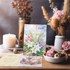 Cartes de Pâques religieuses Pâques chrétien Il est ressuscité Croix Printemps religieux Jésus Messages bibliques inspirants Cartes de voeux - Product Image 4