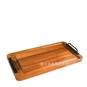 Qingxin Wooden Serving <b>Tray</b> Rectangular With Handles For <b>BBQ</b> Steak Pizza Party Food Display - Product Image 5