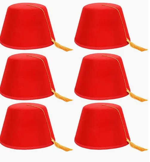 Belief 6 Packs Red Fez Hat Turkish Hat Shriner Fez Hats with Silky Tassel