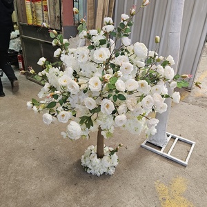 Árbol de Rosas Artificiales de Fibra de Vidrio Personalizado de 1.5 m, Árbol de Rosas Artificiales <span class=keywords><strong>Blancas</strong></span> <span class=keywords><strong>con</strong></span> Follaje Verde para Interiores <span class=keywords><strong>y</strong></span> Exteriores - Product Image 3