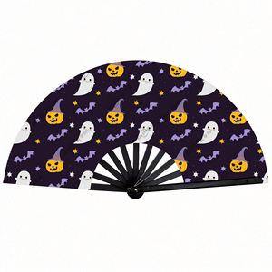 พัดไม้ไผ่แบบดั้งเดิมขนาด 33 ซม. ผ้าเพ้นท์ลายประวัติบริษัท ลำดับเวลาประวัติศาสตร์บริษัท ของที่ระลึกพนักงาน ศิลปะพื้นบ้าน ความรัก - Product Image 1