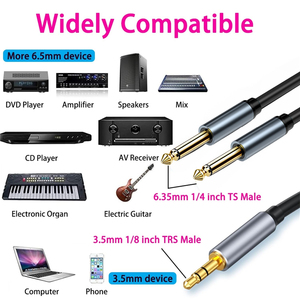 Câble audio Jack 3,5 mm vers double 6,5 mm, câble auxiliaire double 6,35 mm mâle TRS <span class=keywords><strong>pour</strong></span> <span class=keywords><strong>iPod</strong></span>, haut-parleur stéréo, câble audio mono 3,5 vers 6,5 - Product Image 4