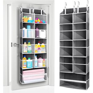 Over The Door Organizer 20 Pockets Dark Grey Hanging <b>Storage</b> For <b>Shoes</b> And Clothing Neatening Behind Doors On Walls - Product Image 1