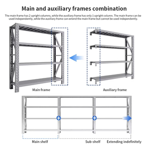 <span class=keywords><strong>Scaffale</strong></span> in Acciaio Resistente <span class=keywords><strong>Nero</strong></span> con Capacità di 500KG, Scaffalatura Metallica Senza Bulloni per Uso Industriale - Product Image 3