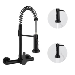 <span class=keywords><strong>Robinet</strong></span> de <span class=keywords><strong>cuisine</strong></span> noir mat <span class=keywords><strong>avec</strong></span> <span class=keywords><strong>douchette</strong></span> extractible, monocommande, à poser sur comptoir, 2 trous, mitigeur chaud/froid, rotation à 360° pour évier - Product Image 1