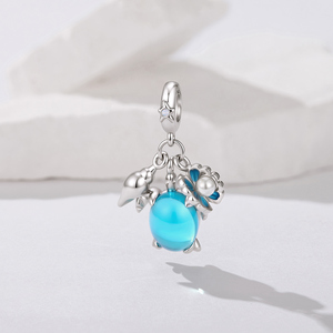 Colgante de Tortuga Plateado con Concha de Resina Azul y Perla de Imitación, Joyería de Aleación, Regalo Unisex con Forma de Animal - Product Image 2