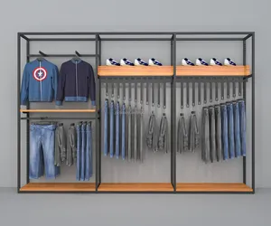 Présentoirs de magasin de vêtements en fer haut de gamme présentoirs au sol étagères de magasin de vêtements pour hommes