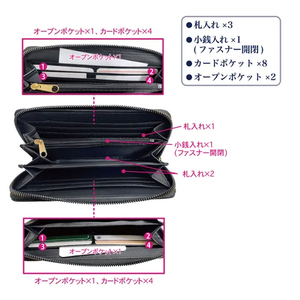 Portefeuille long pour femme avec fermeture éclair, en cuir gaufré, grande capacité, multi-compartiments - Product Image 3