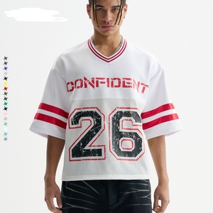 Tùy Chỉnh Người Đàn Ông Của Cộng Với Kích Thước Cổ Điển Varsity Tee Retro Hip Hop Phong Cách Drop Shoulder Mùa Hè Logo - Product Image 5