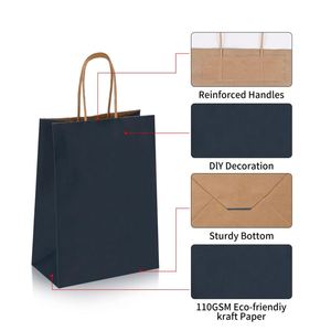 Black Recyclable <b>Biodegradable</b> Durable Kraft Paper Bag Custom Logo Hand Length Handle Ruihe Brand Zhejiang Origin Gift <b>Packaging</b> - Product Image 3