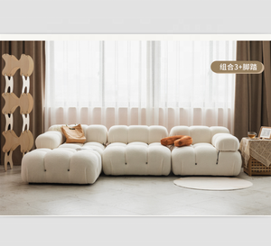 Muebles de Interior Nórdicos, Sofá Modular en Forma de L con Reposapiés, Diván de Terciopelo Relleno de Esponja de Alta Densidad y Resistencia - Product Image 2