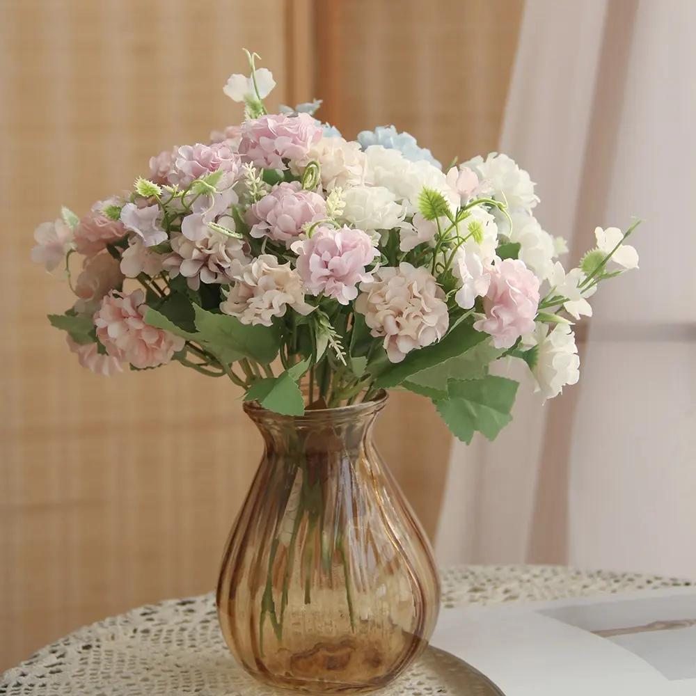 باقة زهور ونباتات أزهار الهدرانج الصناعية المحفوظة عالية الجودة لتزيين ديكور المنزل وحفلات الزفاف للبيع
