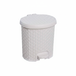 Multipurpose waste <b>bin</b>/<b>bin</b> with <b>lid</b>, rattan design, 5.5L capacity, 22.5x24x26 cm, Nordic white color - Product Image 2