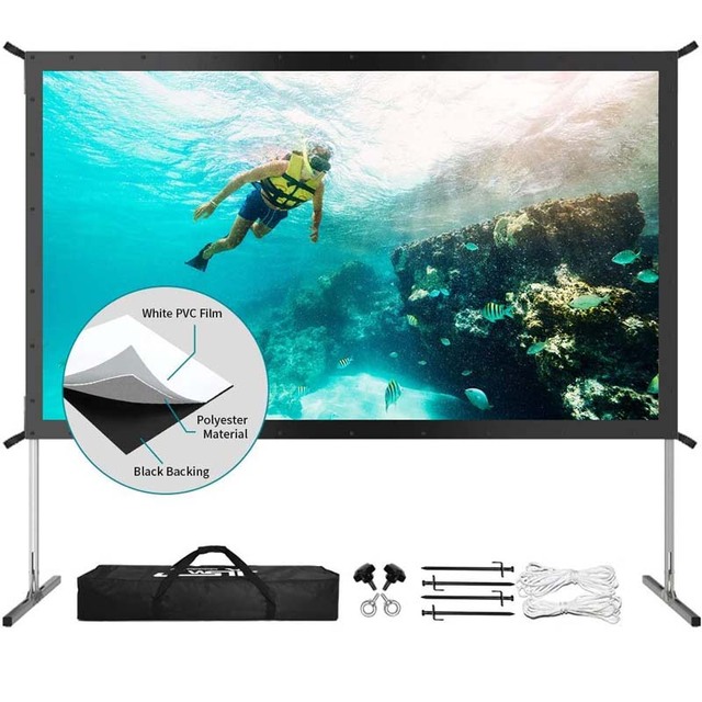 Fast Fold Front and Rear Projection Portable Projector Screen 16:9 Matt White Aluminum Case Outdoor/Indoor