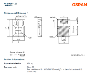OSRAMs SYNIOS P2720 KR DMLS31.23 120 Rouge 612-630 nm 126lm 1.8W Puce LED à haute puissance monocolore dimmable Garantie de 3 ans - Product Image 6