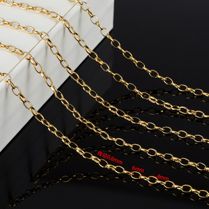 Chaîne à maillons semi-ronds |   Chaîne ovale en acier inoxydable plaqué or 18K PVD pour la fabrication de colliers, bracelets et bijoux DIY - Product Image 2