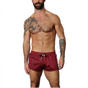 Pantalones Cortos Casuales Rojos para Hombre, Cintura Media, Cierre con Cordón, Transpirables, de Secado Rápido, 100% Poliéster, Color Sólido, Número 13, Estampado Frontal - Product Image 2