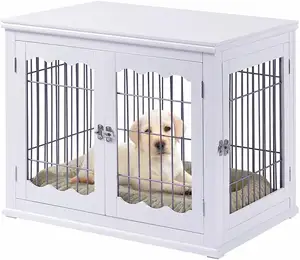 Kapalı premium köpek sandık mobilya ahşap köpek evi beyaz ahşap kasalar kafes köpekler için açık kennels