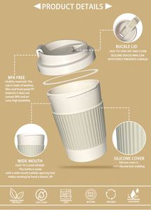 12Oz Reusable <b>Bamboo</b> Coffee Tumbler Flip Top Custom Logo Drink Cup Leak Proof Travel <b>Mug</b> for Business Gifts - Product Image 2