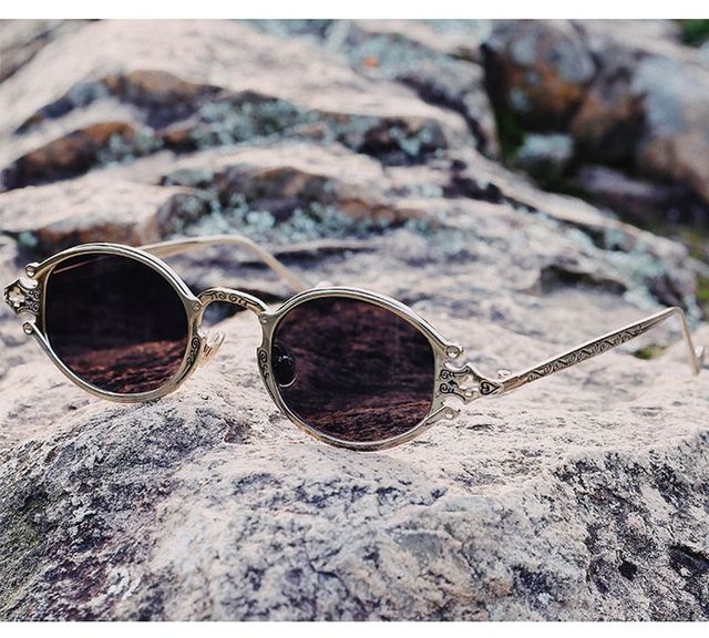 BOOM 2027 Retro Steampunk Sunglasses with Small Round Frame Metal Material
