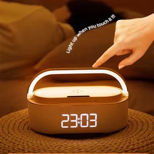 Réveil multifonctionnel, produits intelligents, chargeur de téléphone sans fil, veilleuse, lampe de bureau à intensité réglable, petit haut-parleur - Product Image 4