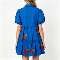 Robe pour femme à manches bouffantes et sequins, motif drapeau américain, pour le jour de l'indépendance, boutons sur le devant, robe scintillante à sequins et drapeau américain