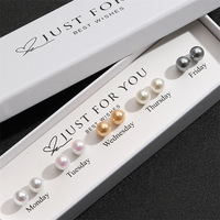 Set Kotak Minggu Anting-anting Stud Bunga Hati Anting Mutiara Pita Lucu Elegan Gaya Prancis Set Kotak Hadiah Anting-anting Juntai Modis Grosir