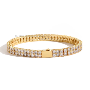 6Mm <b>Copper</b> Micro-inlaid Zircon Double-row <b>Bracelet</b>, Hip-hop <b>Bracelet</b>, Tennis Chain. Tanjing Fashion Lijing Necklace - Product Image 5